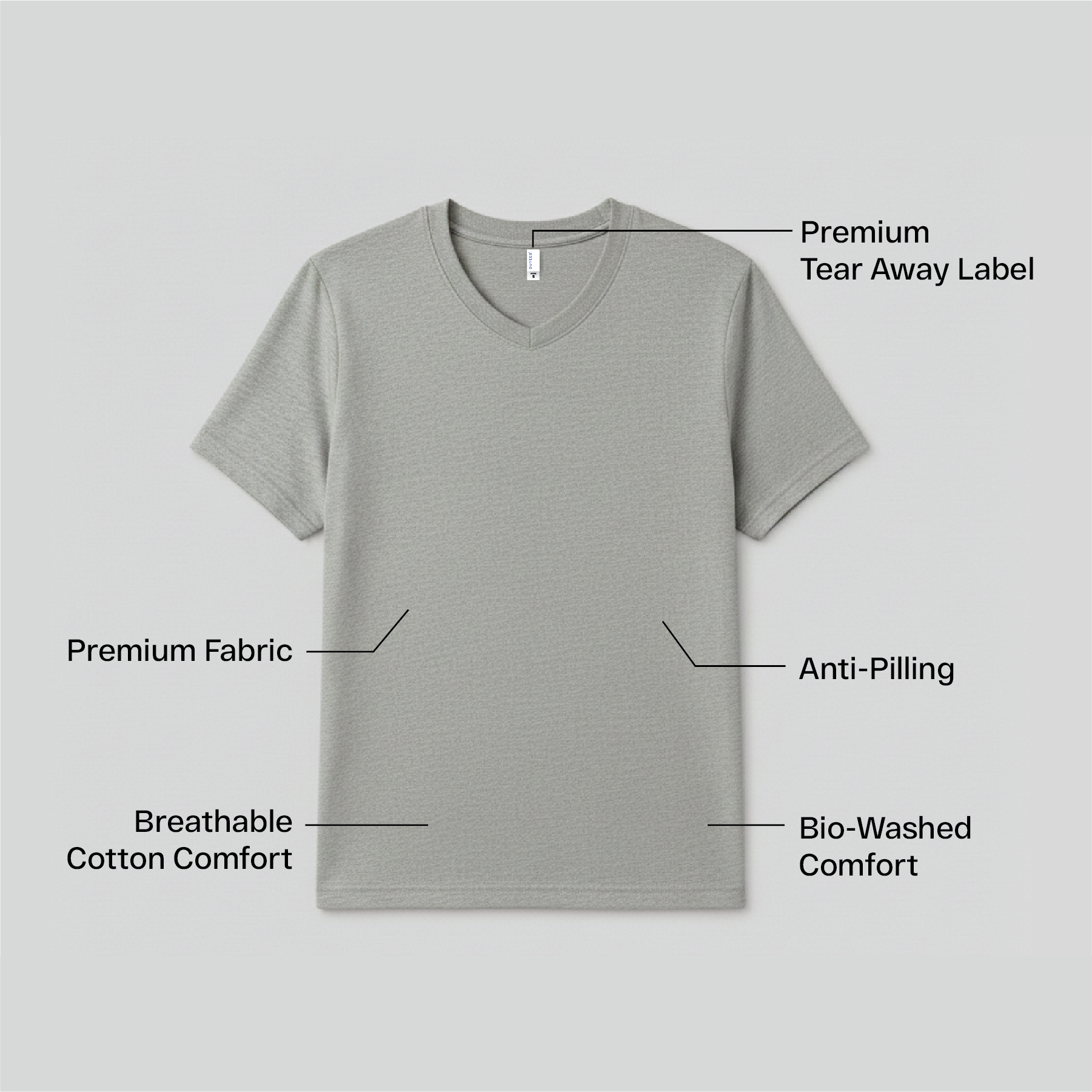Solid V-Neck T-Shirt for Men – 100% Cotton