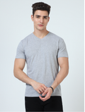 Solid V-Neck T-Shirt for Men – 100% Cotton