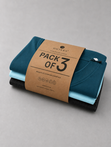 Pack of 3 Unisex Cotton Round Neck T-Shirts